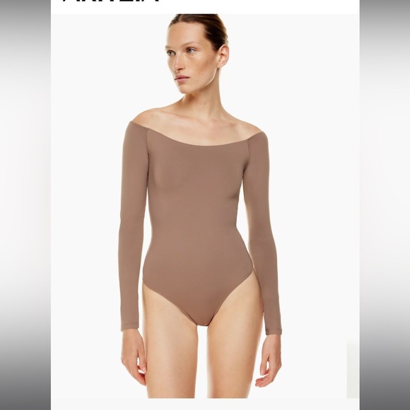 Babaton Contour Off-Shoulder Longsleeve Bodysuit NWT. 2XL. Rich chocolate brown. - Picture 5 of 8
